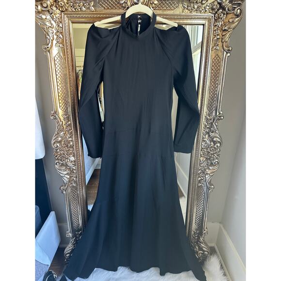 Zara CUT OUT DRESS LIMITED EDITION BLACK A LINE MIDI DRESS SMALL NEW NWT - Picture 6 of 9